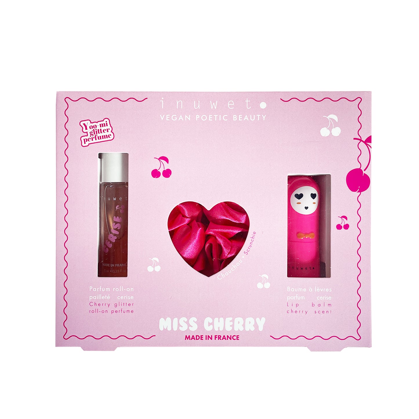 Set regalo Miss Cherry: perfume, scrunchie y labial de cereza