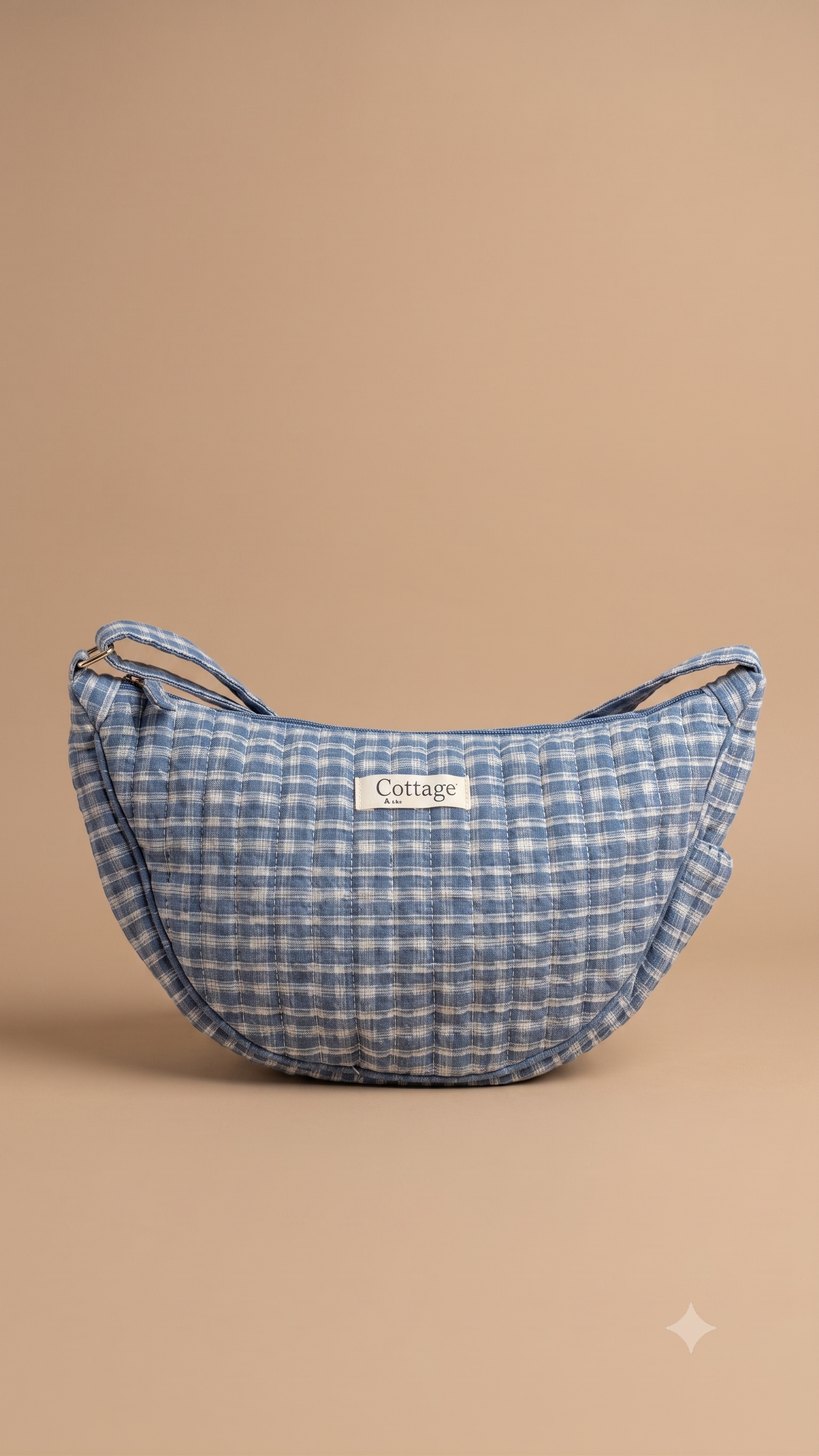 Bolso luna de algodón para llevar cruzado acolchado