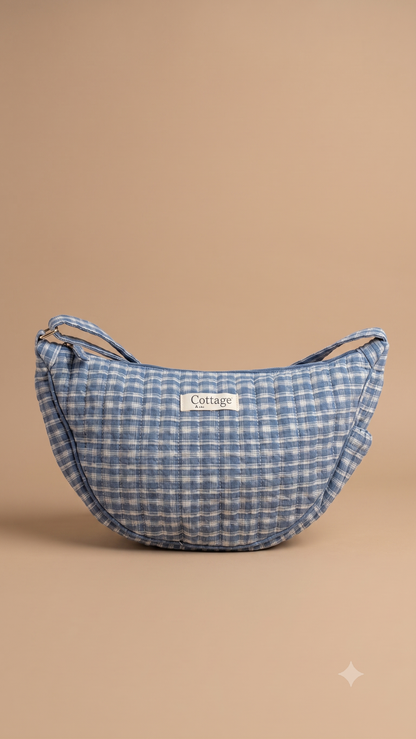 Bolso luna de algodón para llevar cruzado acolchado