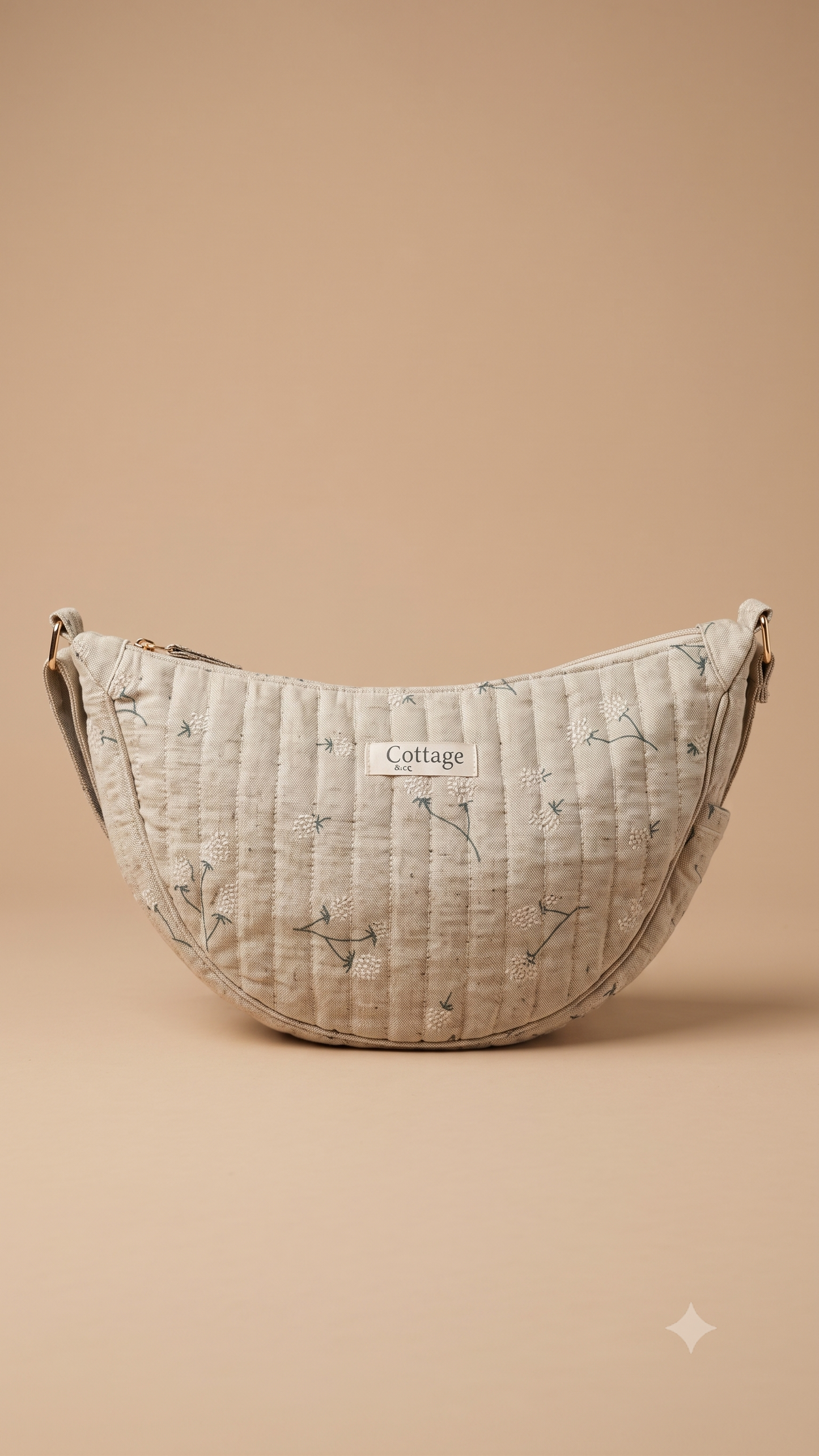 Bolso luna de algodón para llevar cruzado acolchado