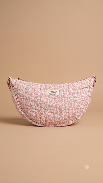 Bolso luna de algodón para llevar cruzado acolchado