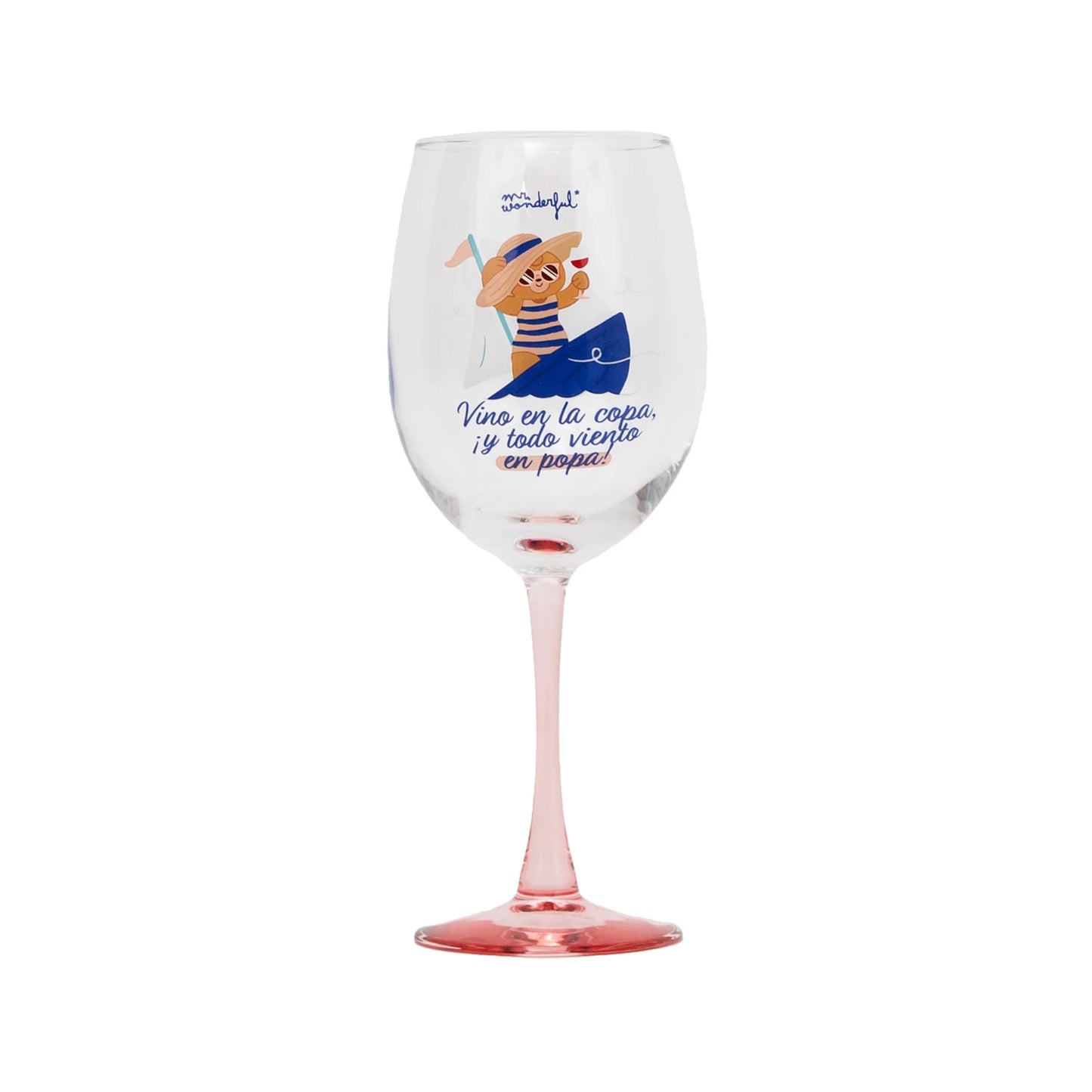 Copa de vino de vidrio 47 cl “Vino en la copa ¡y todo viento en popa!”