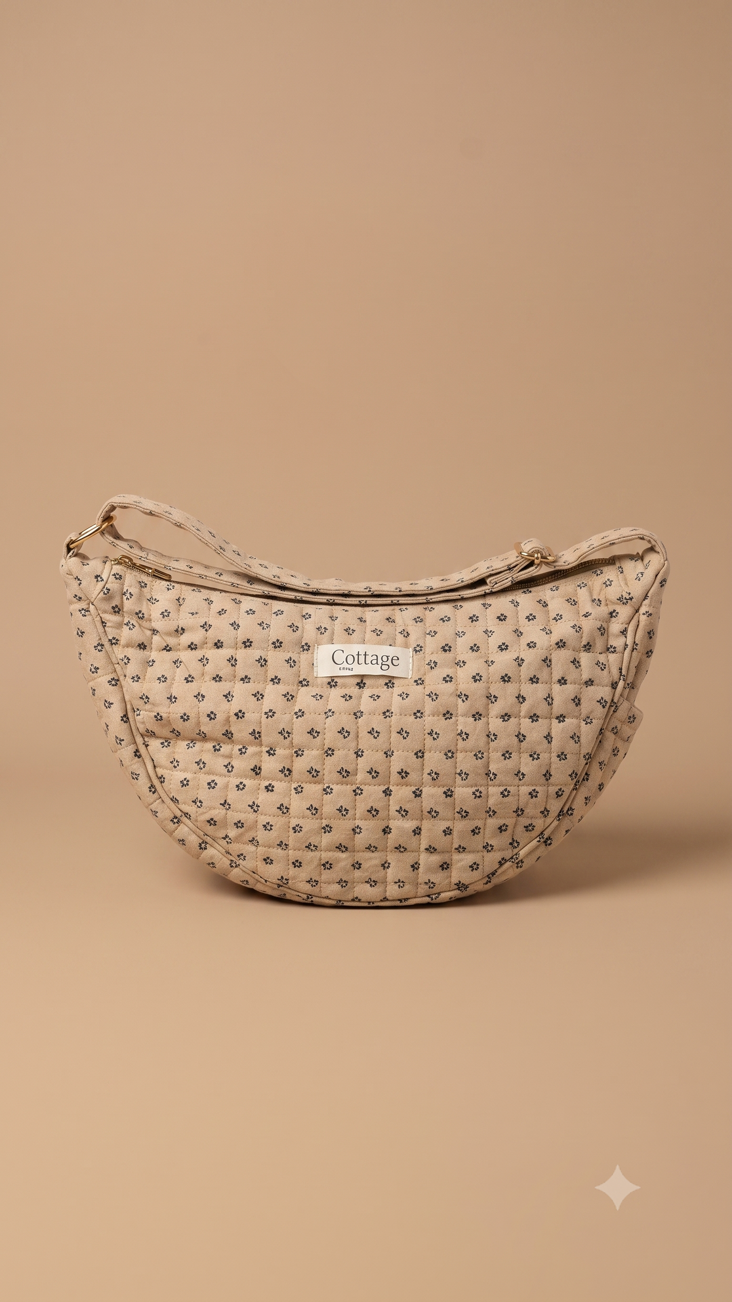 Bolso luna de algodón para llevar cruzado acolchado