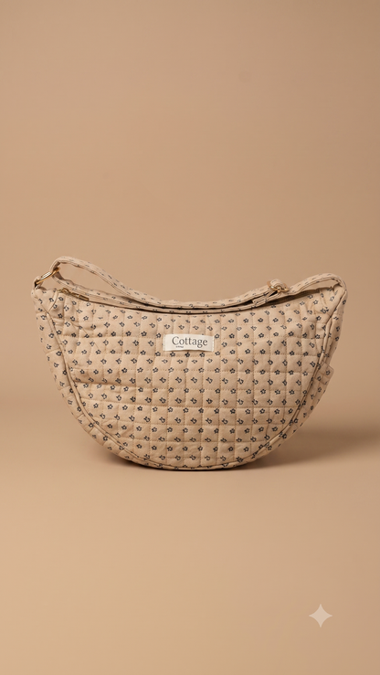 Bolso luna de algodón para llevar cruzado acolchado