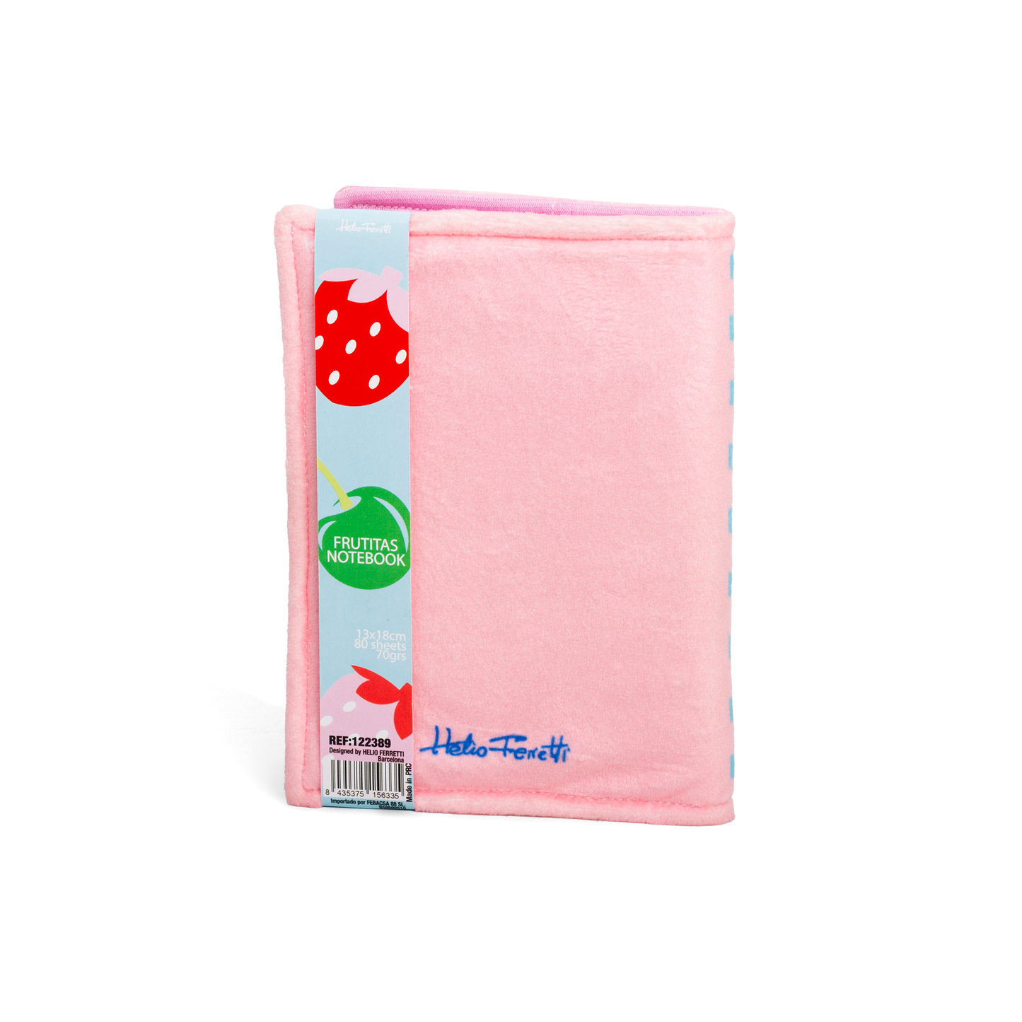 Cuaderno Cherry de tela suave Velboa – Libreta acolchada con cerezas kawaii y tapas blanditas
