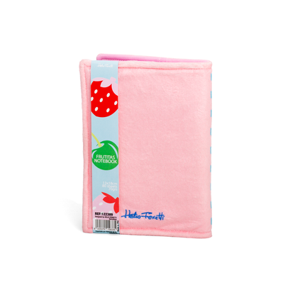 Cuaderno Cherry de tela suave Velboa – Libreta acolchada con cerezas kawaii y tapas blanditas