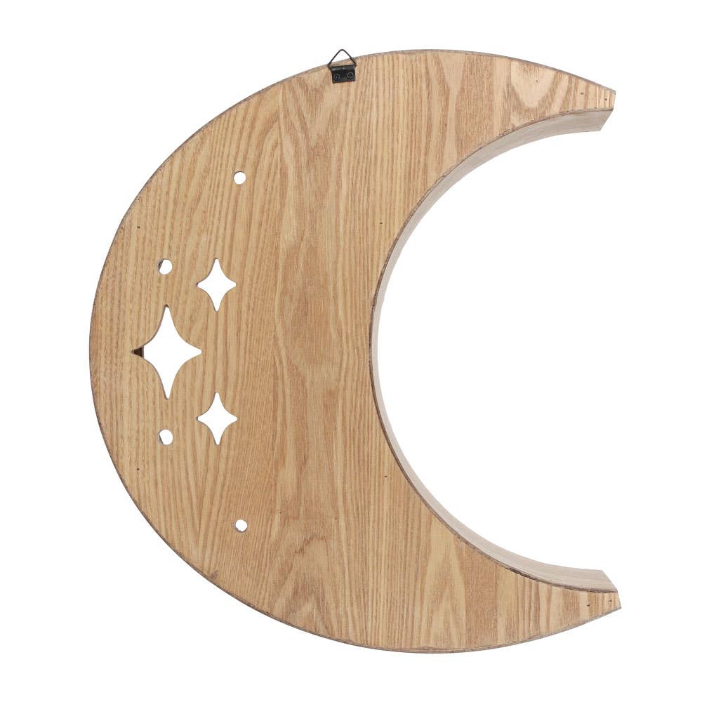 Estante de pared de madera con forma de luna creciente