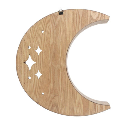 Estante de pared de madera con forma de luna creciente