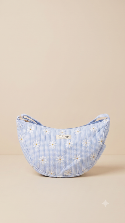 Bolso luna de algodón para llevar cruzado acolchado