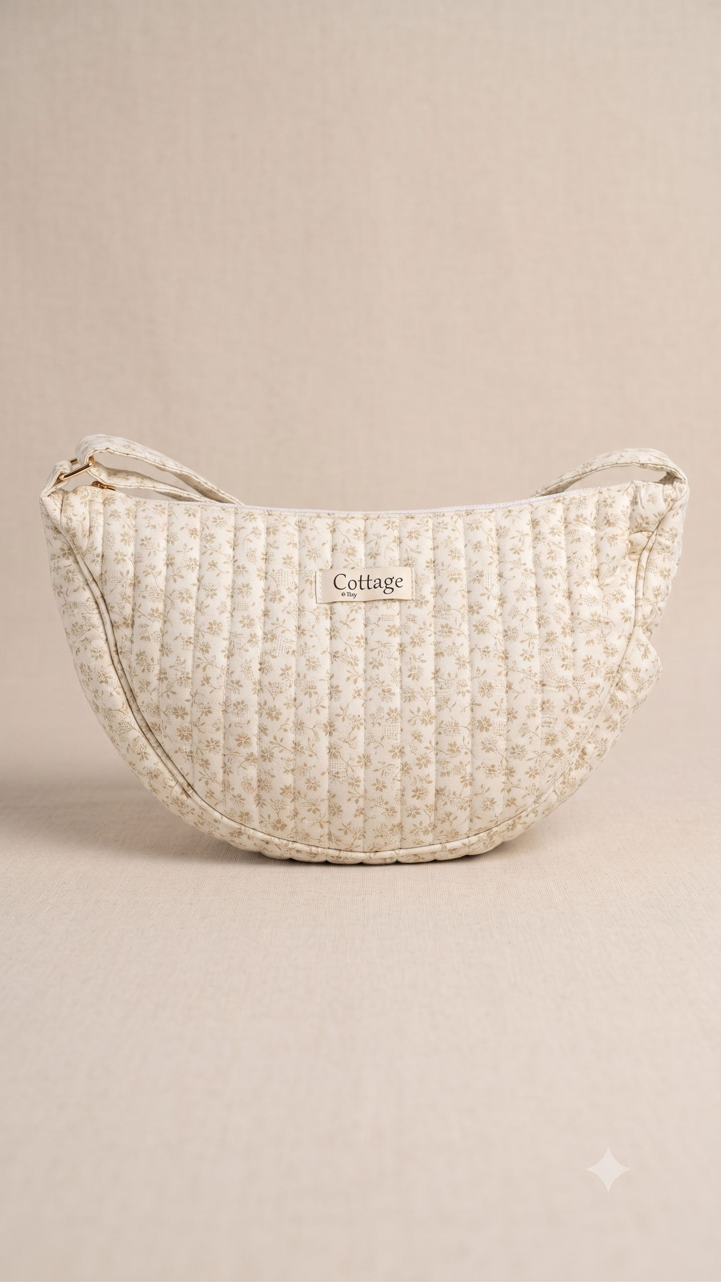 Bolso luna de algodón para llevar cruzado acolchado