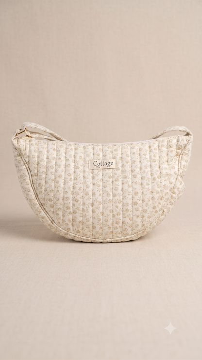 Bolso luna de algodón para llevar cruzado acolchado