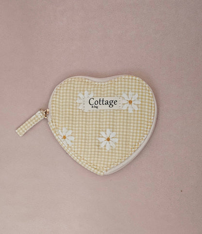 Monedero de algodón con corazón plano acolchado