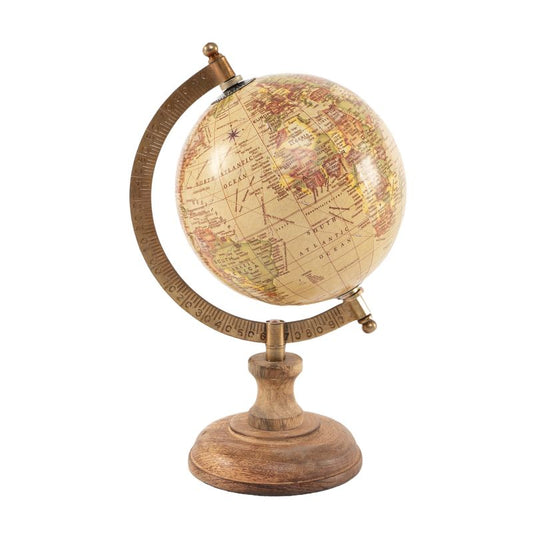 Bola del Mundo 12,5 cm Vintage con Pie de Madera – Globo Terráqueo Decorativo