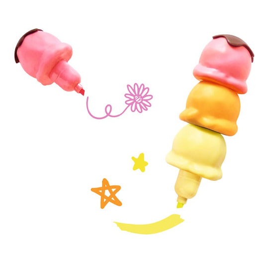 Marcador fluorescente 3 en 1 con forma de helado – Be Happy