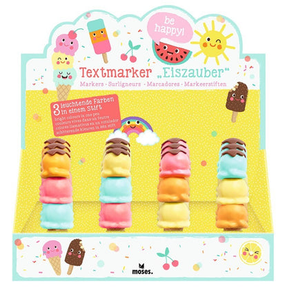 Marcador fluorescente 3 en 1 con forma de helado – Be Happy