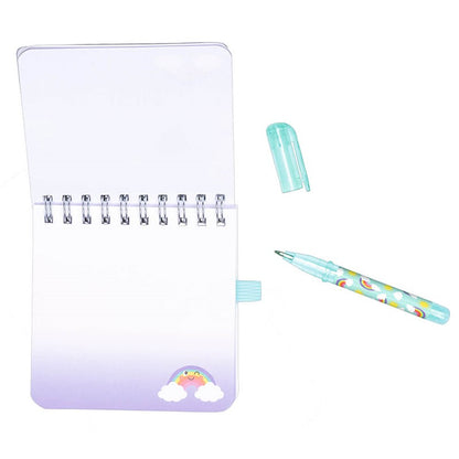 Bloc de notas brillante con bolígrafo – Be Happy
