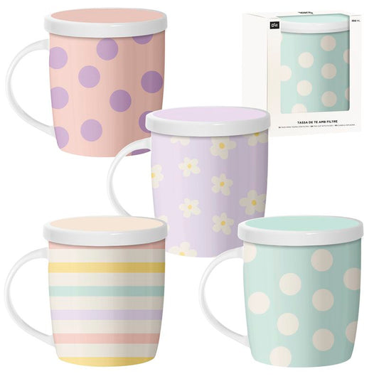 Taza Tisana 350 ml con Filtro  Basics en Colores Pastel