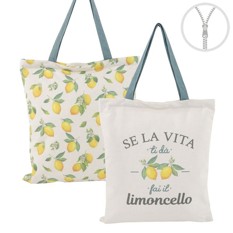 Bolsa de Algodón con Cremallera Estampado Limones