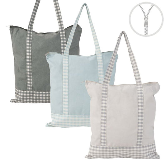 Bolsa de Algodón con Cremallera Estilo Vichy 3 Colores