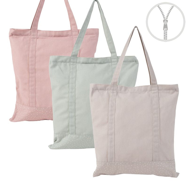 Bolsa de Algodón con Cremallera y Topos 3 Colores