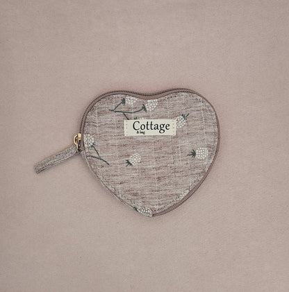 Monedero de algodón con corazón plano acolchado