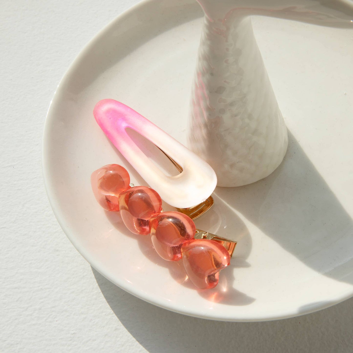 Pack 2 clips rosas Helio Ferretti con corazones pinzas de pelo originales