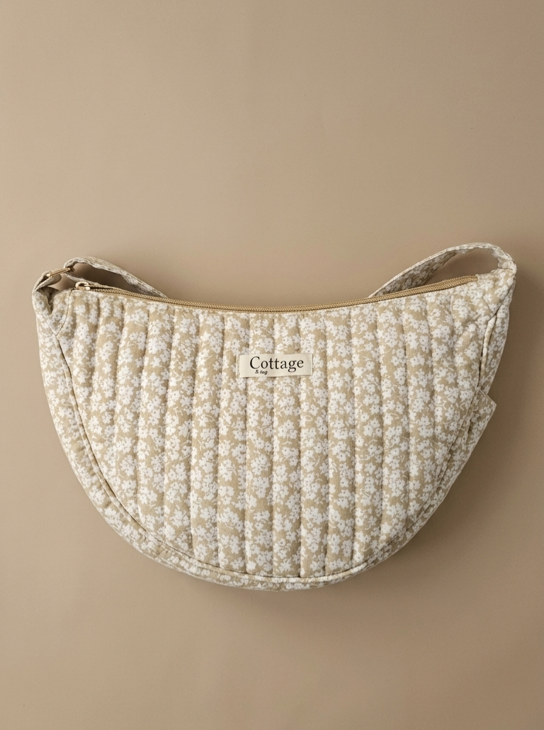 Bolso luna de algodón para llevar cruzado acolchado