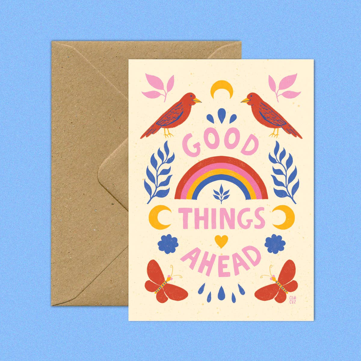 Buenas cosas por delante | Postal con una cita positiva