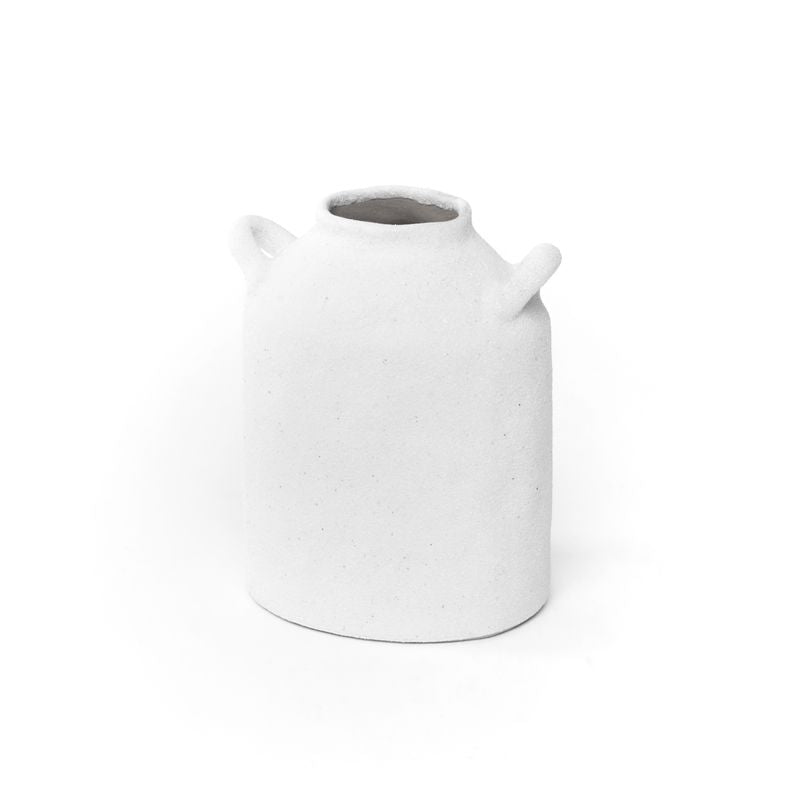 Jarrón Decorativo Blanco con Asas de Porcelana