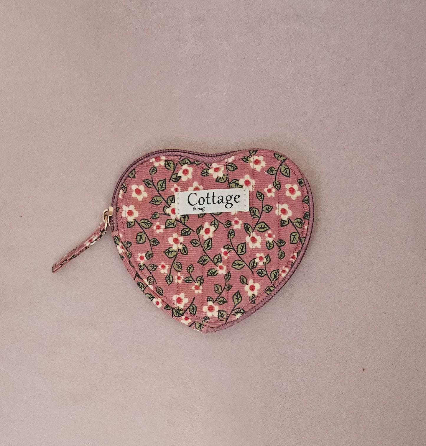 Monedero de algodón con corazón plano acolchado