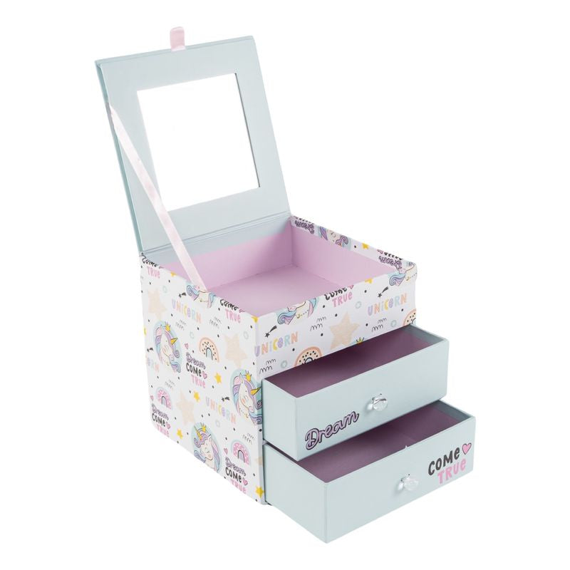 Joyero Infantil Unicornio con Espejo y 2 Cajones