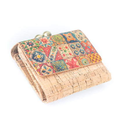 Tarjetero y cartera de mujer con estampado de corcho natural y antiqu