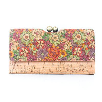 Cartera de mujer con estampado de corcho natural y bolso de latón envejecido F