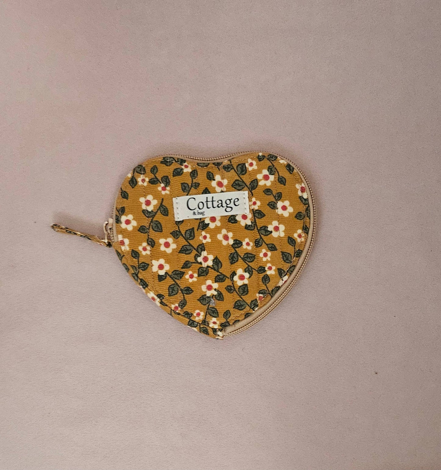 Monedero de algodón con corazón plano acolchado