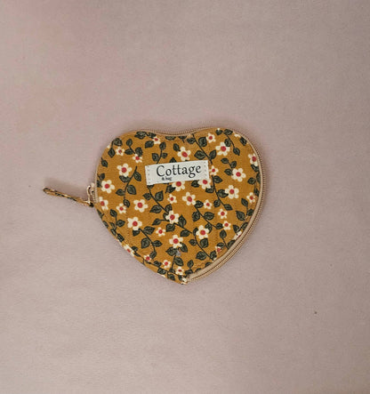 Monedero de algodón con corazón plano acolchado