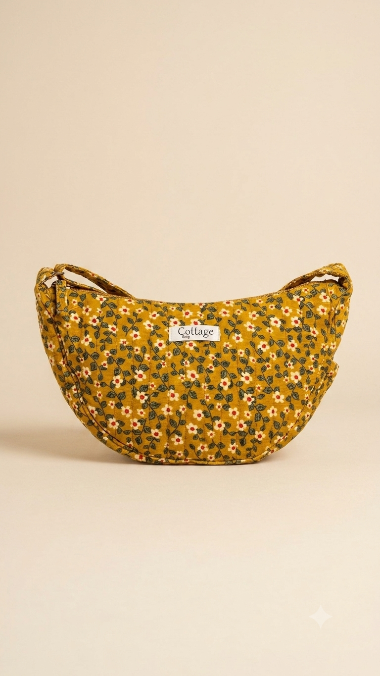 Bolso luna de algodón para llevar cruzado acolchado