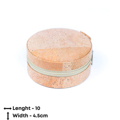 Caja redonda de corcho natural para guardar joyas L-1013