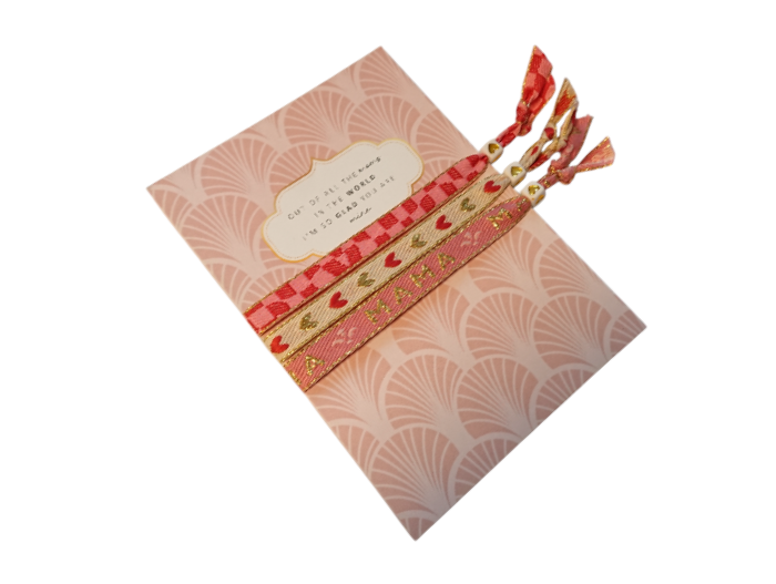 Set 3 Pulseras Cinta de Texto Tarjeta de Eres la Mejor Mamá