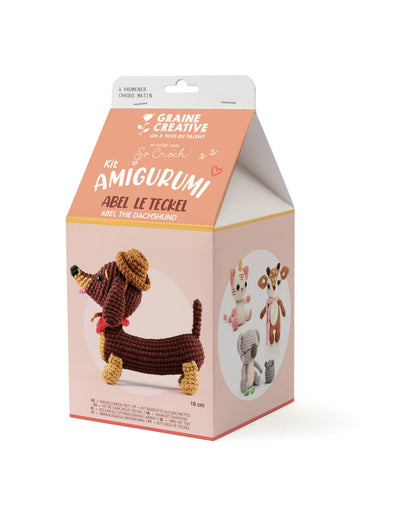 Kit de amigurumi para tejer un dachshund de 180 mm
