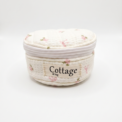 Caja de joyas redonda de algodón: Marguerite rose