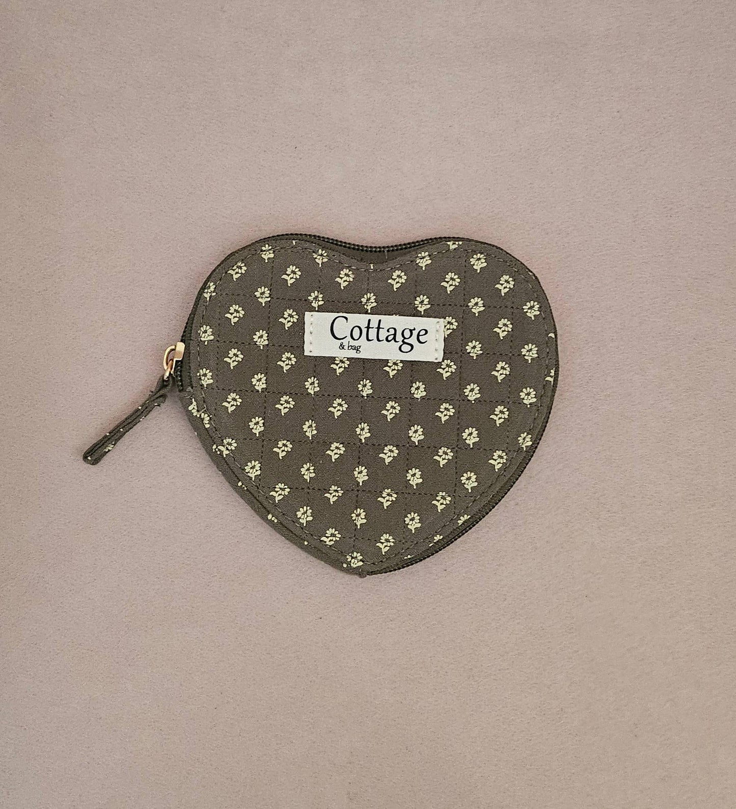 Monedero de algodón con corazón plano acolchado