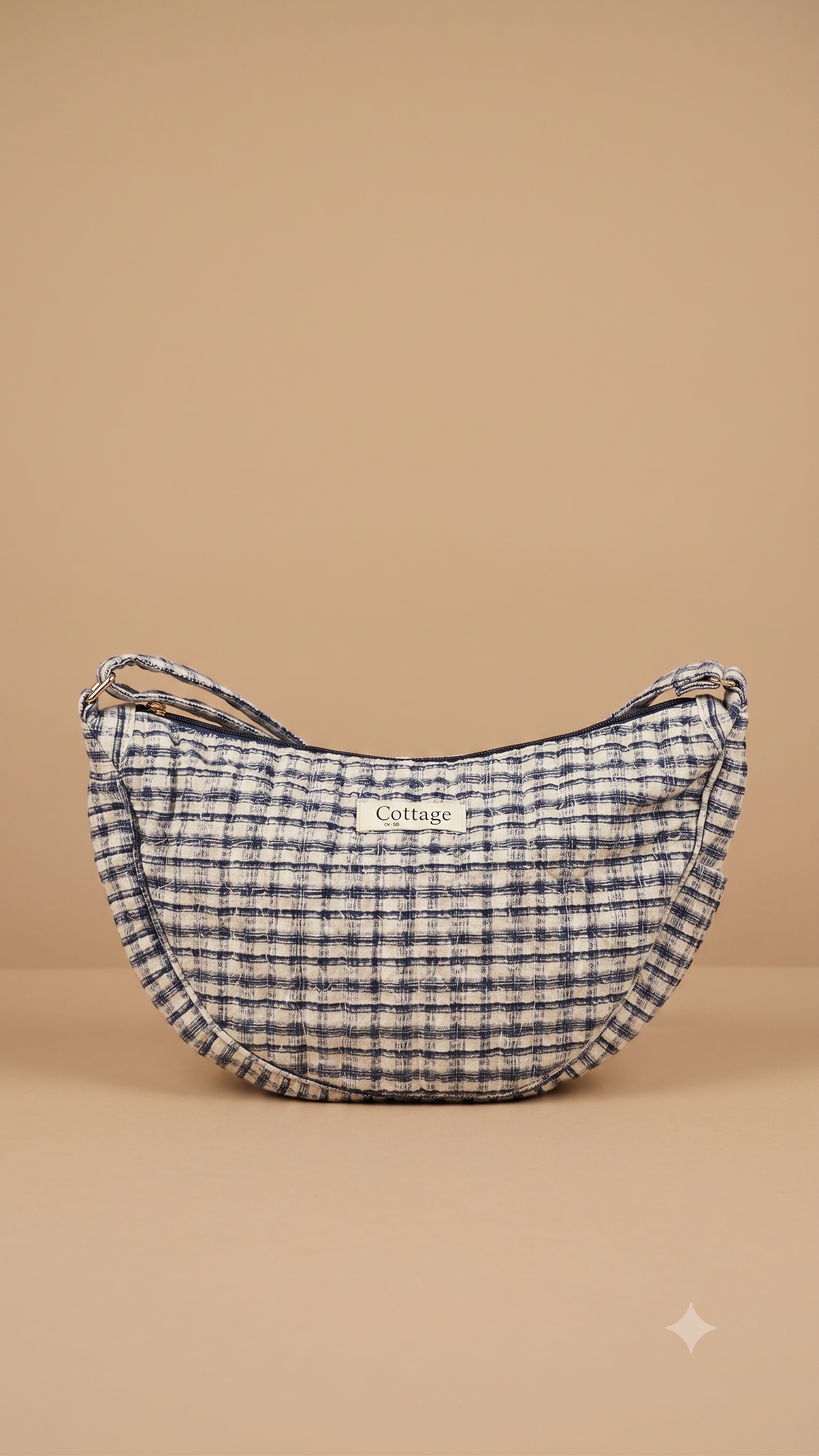 Bolso luna de algodón para llevar cruzado acolchado