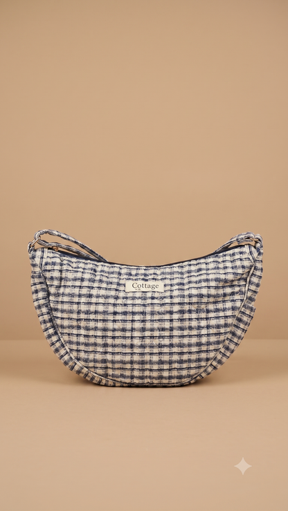 Bolso luna de algodón para llevar cruzado acolchado