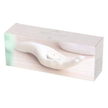 Portavelas con forma de candelita con forma de mano abierta