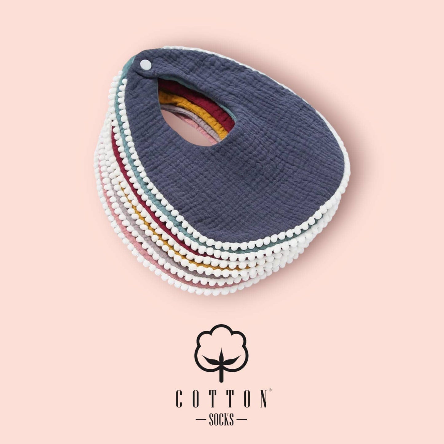 BAO-05 Babero Algodón Orgánico doble tiene 2 tejidos 25X11 cm