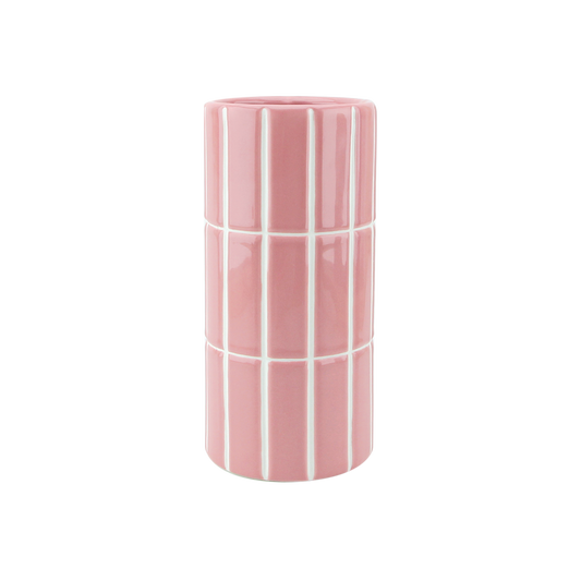 Jarrón de azulejos rosa D10,5 H23cm
