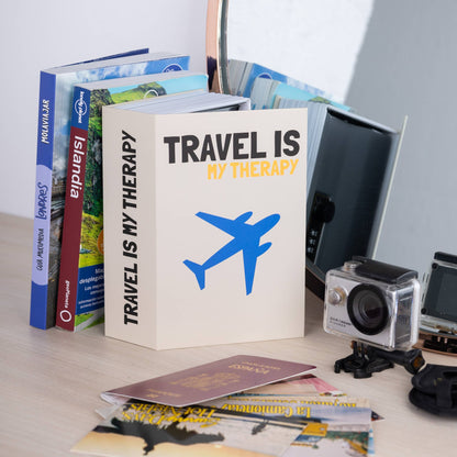 Caja Fuerte Libro "Travel Is My Therapy"