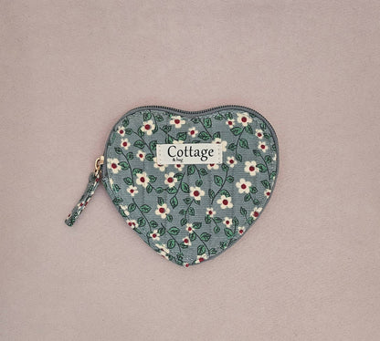Monedero de algodón con corazón plano acolchado