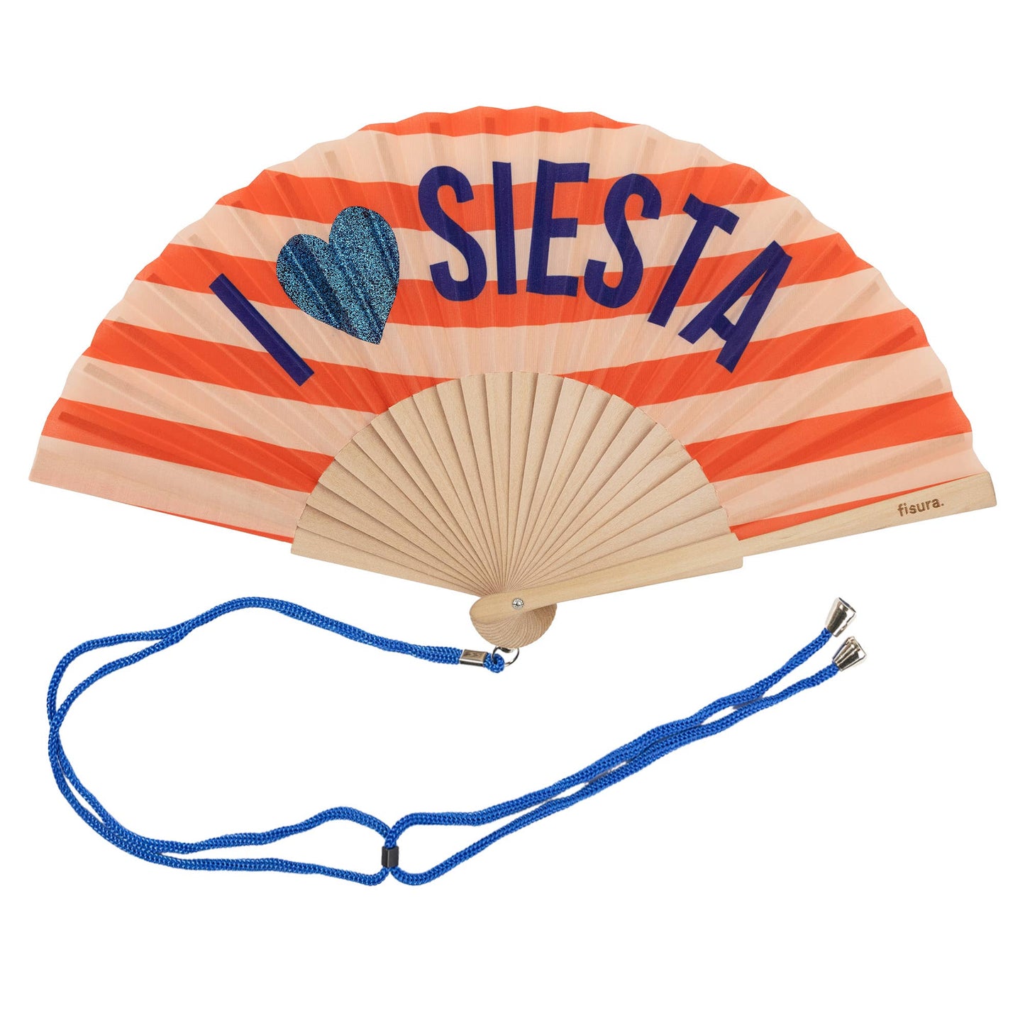 Abanico " I love siesta" letras purpurina