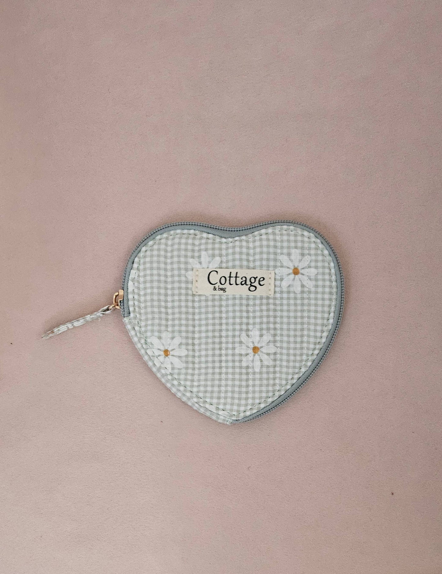 Monedero de algodón con corazón plano acolchado